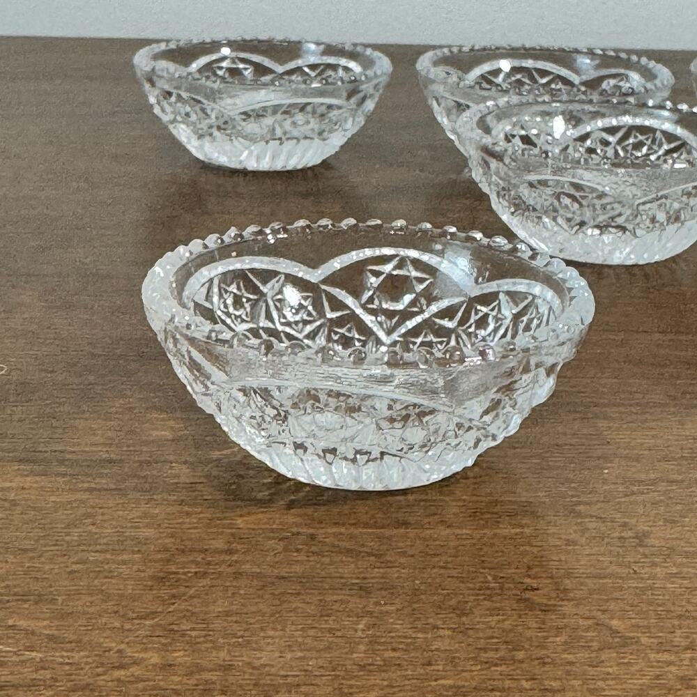 ONE Vintage EAPG Salt Cellar Clear Cut Glass Salt Dips Starburst